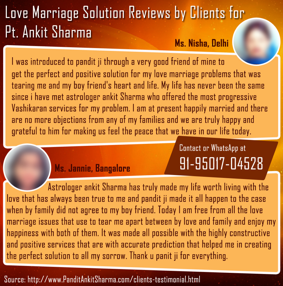 Love Marriage Solution Reviews by Clients